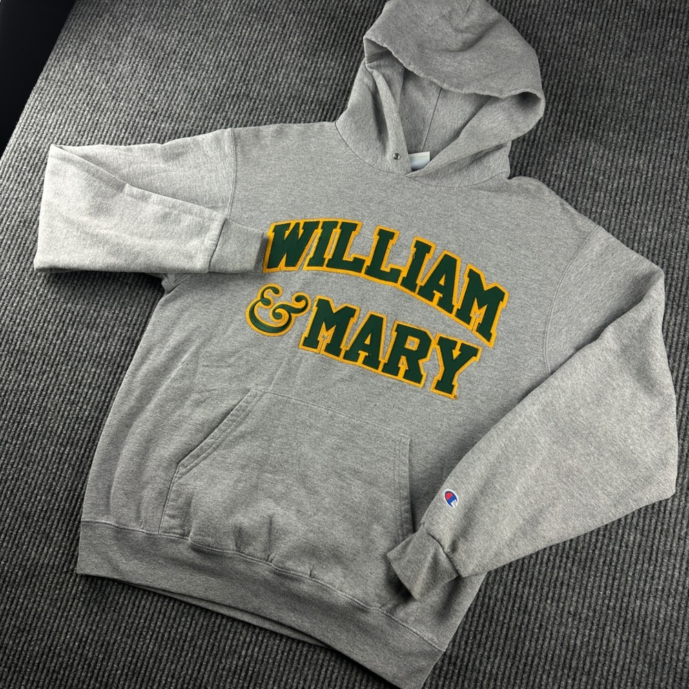 Champion William & Mary Champion Hoodie Gray Mens Medium Collegiate Sweatshirt
